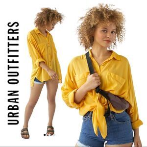 NEW Urban Outfitters UO BDG Kenny Yellow Button-Down Shirt Top M L